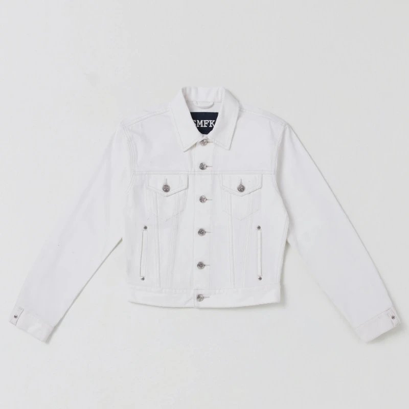 SMF SMFK White Cropped Denim Jacket