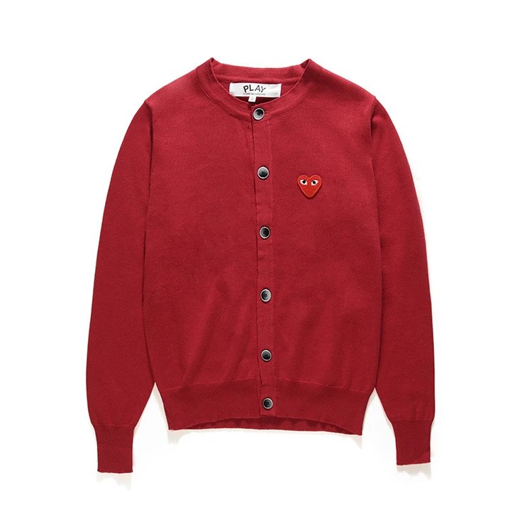 Comme des Garçons Play Red Heart Embroidered Cardigan