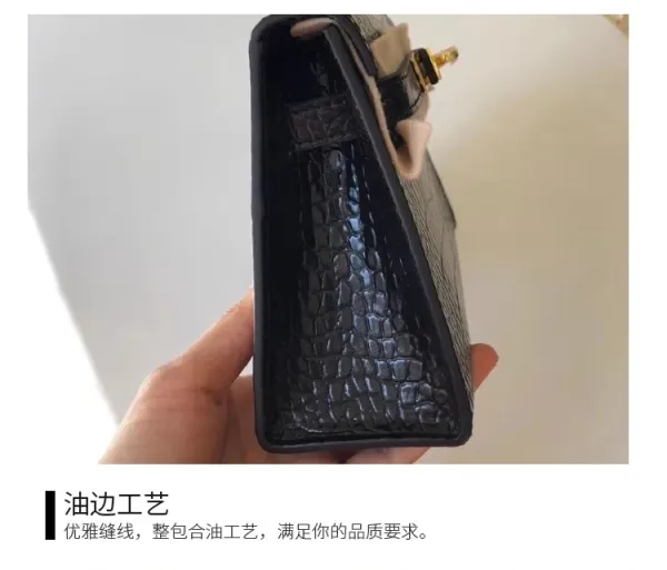 Hermès Mini Kelly II Black Crocodile Leather with Gold Hardware Handbag - 13