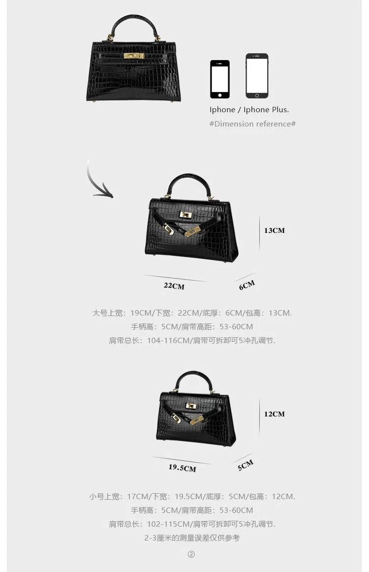 Design DOUBLE.R Mini Kelly Croc-Embossed Black Handbag Handbags - 7