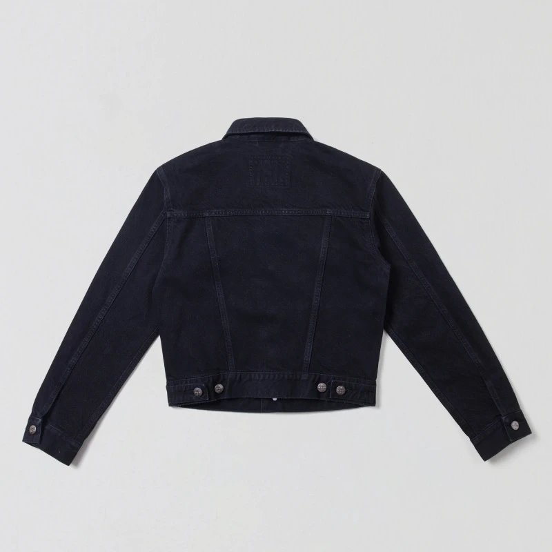 SMF SMFK Cropped Denim Jacket Black Denim Jacket - 6