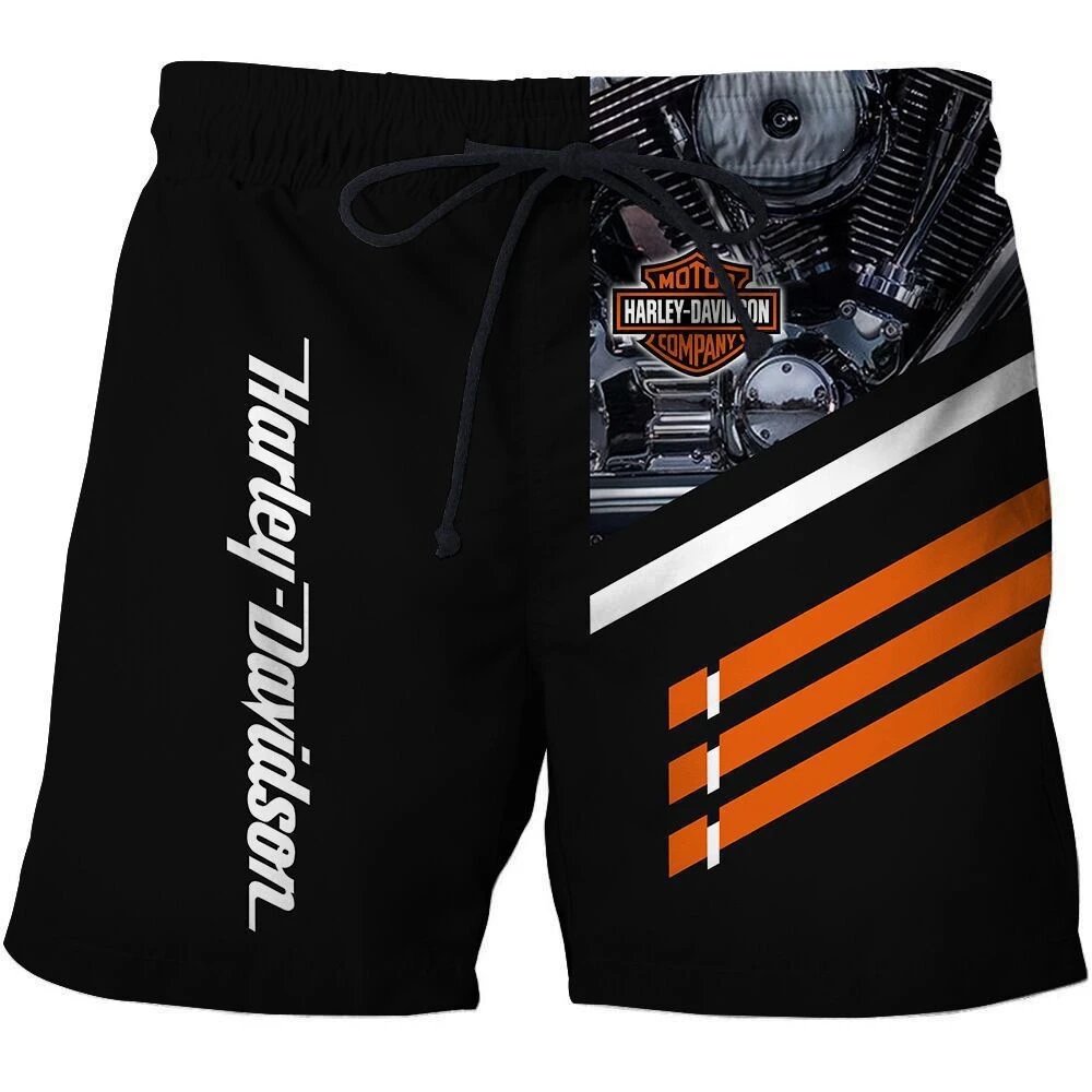 Harley-Davidson Motorcycle Engine Print Board Shorts Black