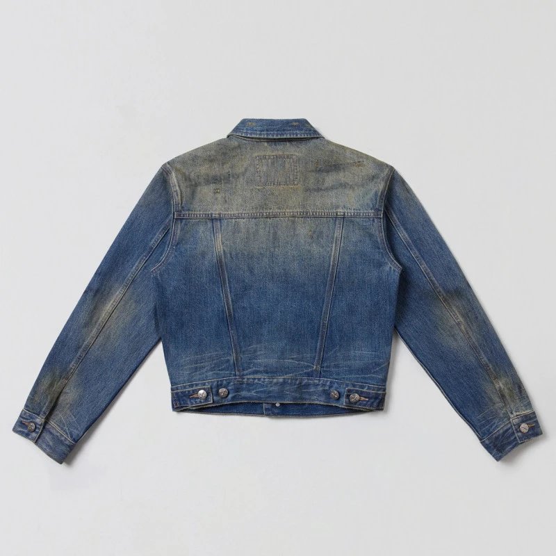 SMF Distressed Cropped Denim Jacket Blue - 21
