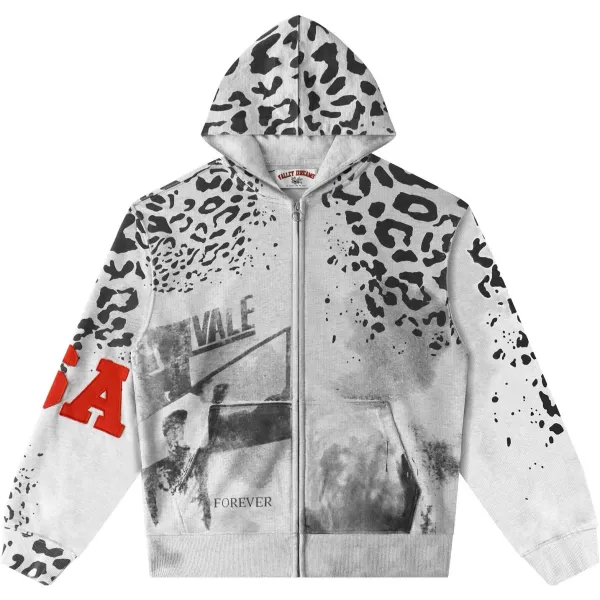 Design Vally Deves Leopard Print Zip-Up Hoodie Multicolor Hoodie - 1