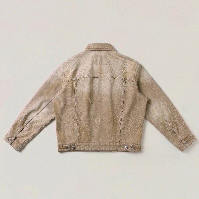 Design Glitter Denim Jacket Beige Outerwear - 14