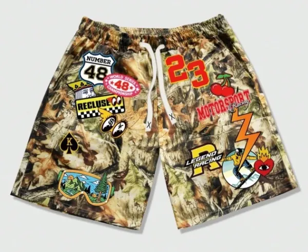Design Camo Patchwork Racing Shorts Multicolor - 1
