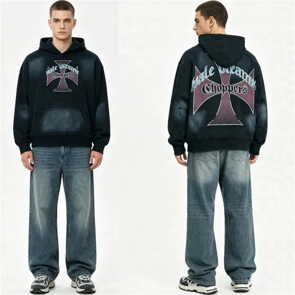 Hellstar Studios Cross Logo Distressed Black Hoodie - 3