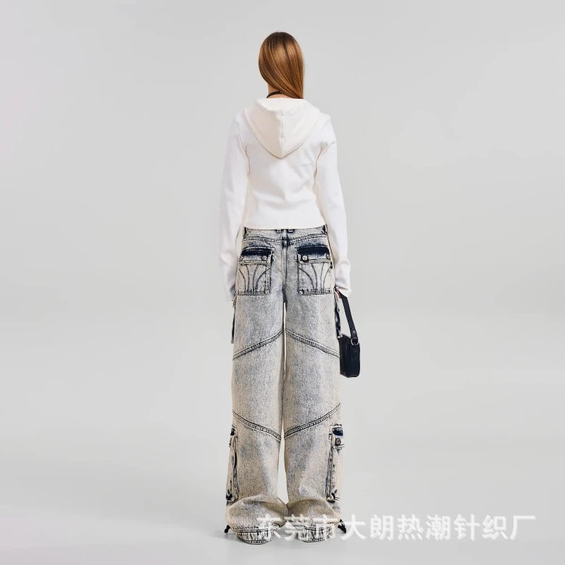 Design Cargo Jeans Acid Wash Gray - 9