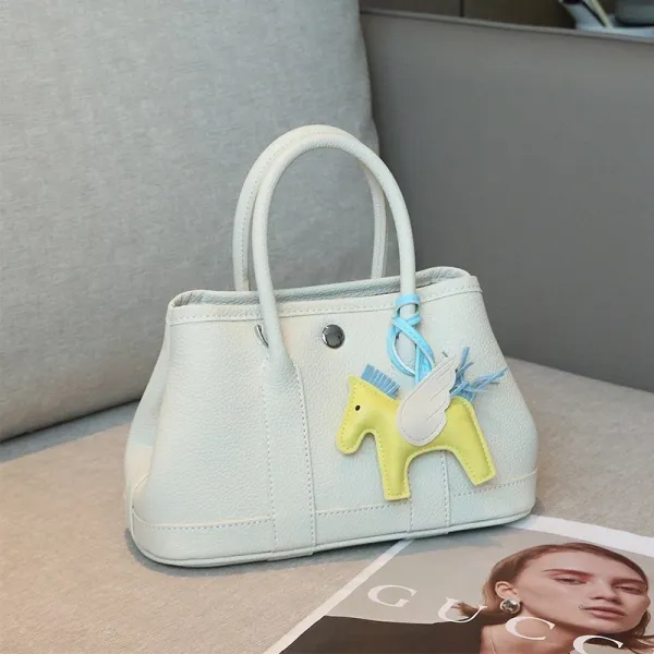 Design Mini Boston Bag with Winged Horse Charm in Mint Green - 1