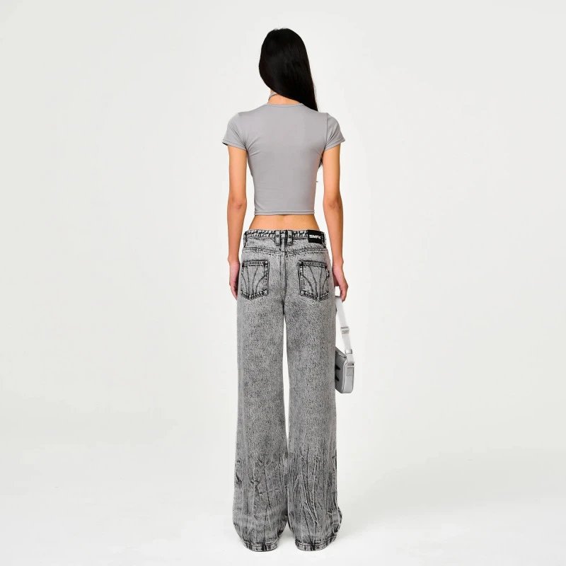 Design EMFK Wide-Leg Distressed Black Jeans - 13