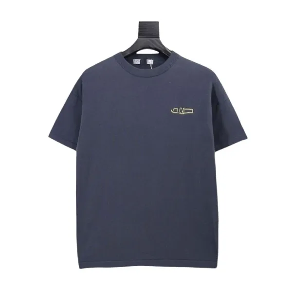 Design Minimalist Embroidered Logo Navy T-Shirt - 1