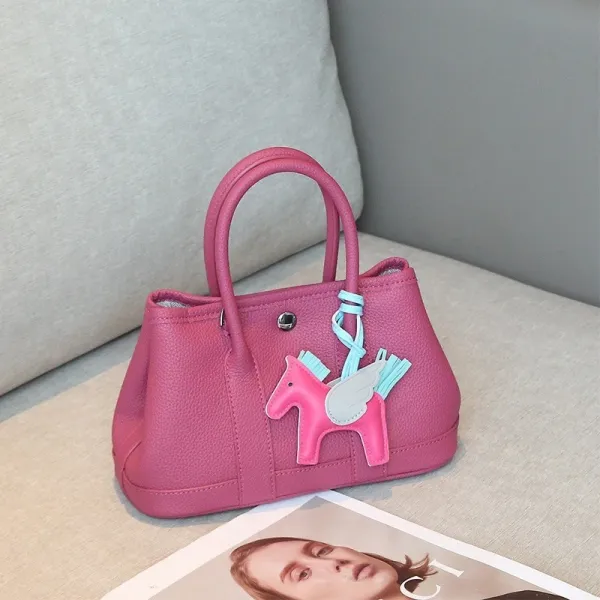 Design Mini Boston Bag with Winged Horse Charm in Pink - 1