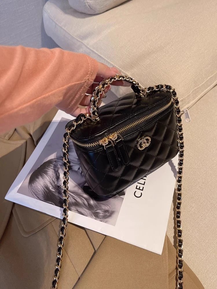 Chanel Mini Coco Handle Black Quilted Leather Chain Handbag - 29
