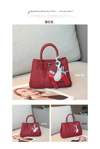 Design Mini Horse Charm Tote Handbag in Pink - 9