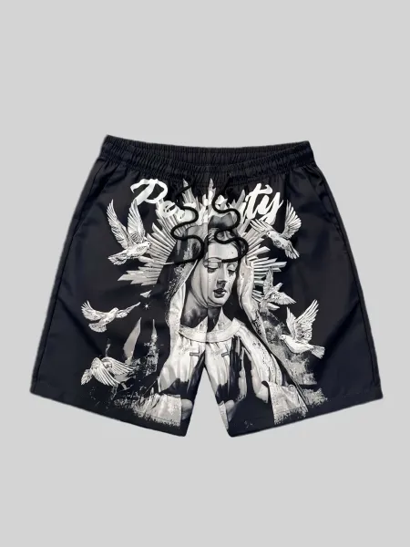 Design Virgen de Guadalupe Print Swim Shorts Black - 1