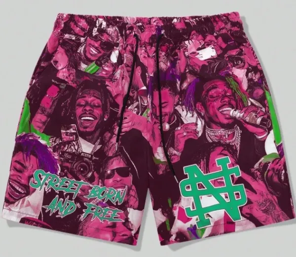 Design Graphic Print Purple Eyes Swim Shorts - 7
