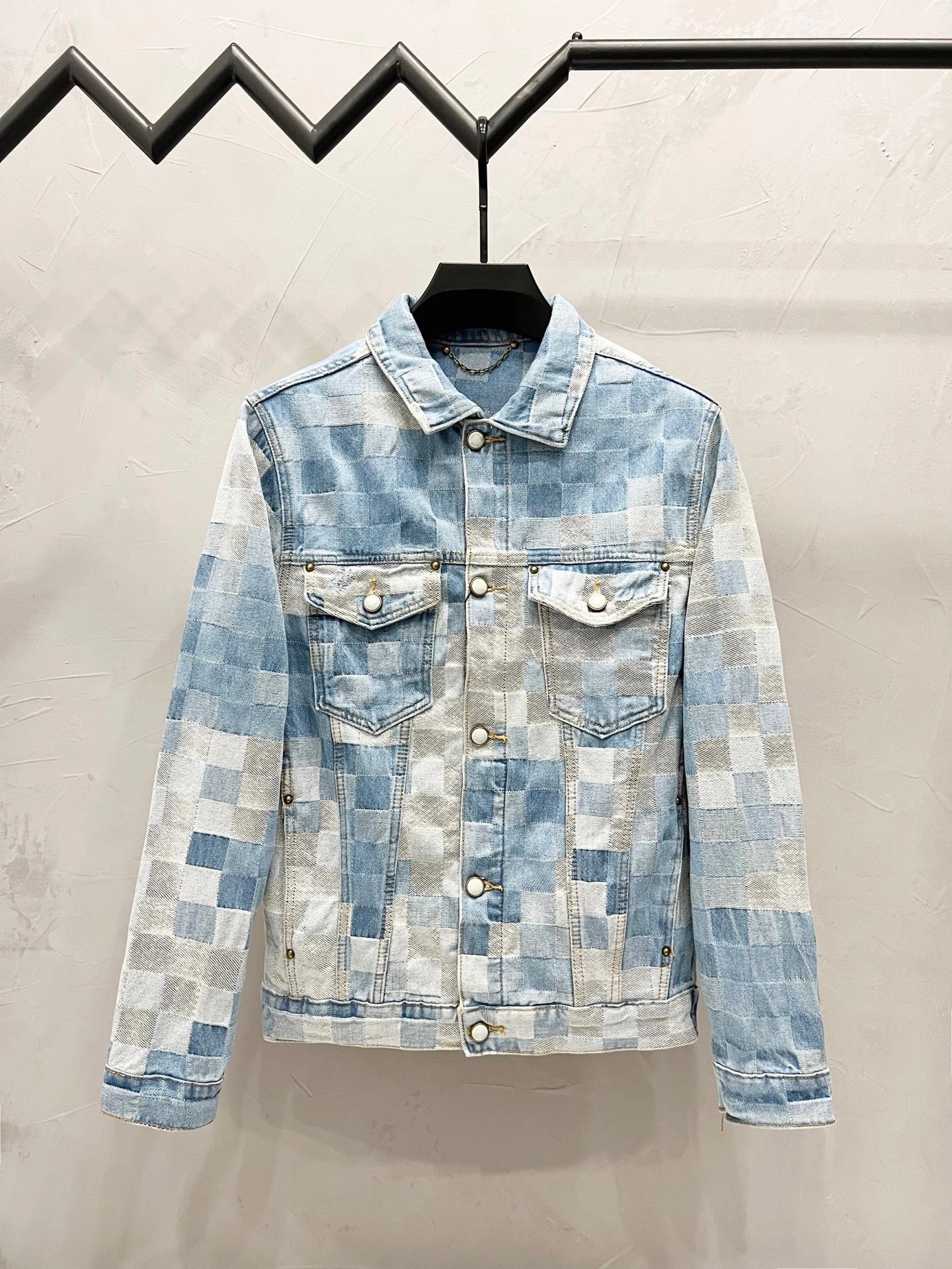 Design Patchwork Denim Jacket Light Blue Multicolor - 21