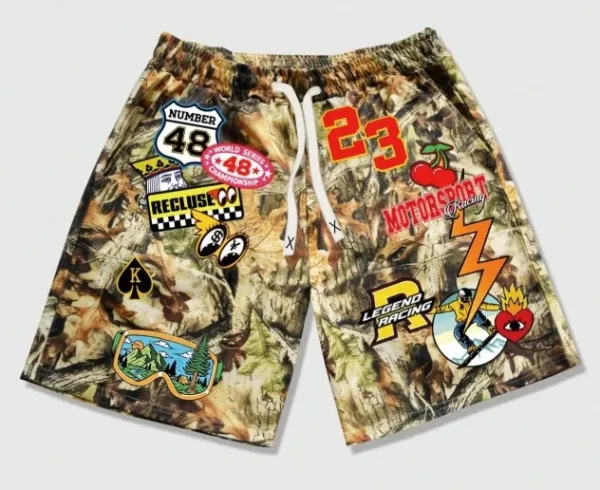 Design Graphic Print Purple Eyes Swim Shorts - 15