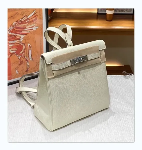 Hermès Kelly Pouch Backpack White Togo Leather Crossbody Bag - 24
