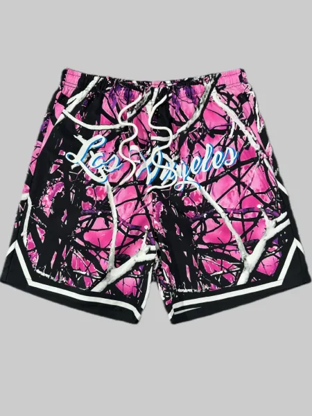 Design Puzzle Print Drawstring Shorts Black - 22