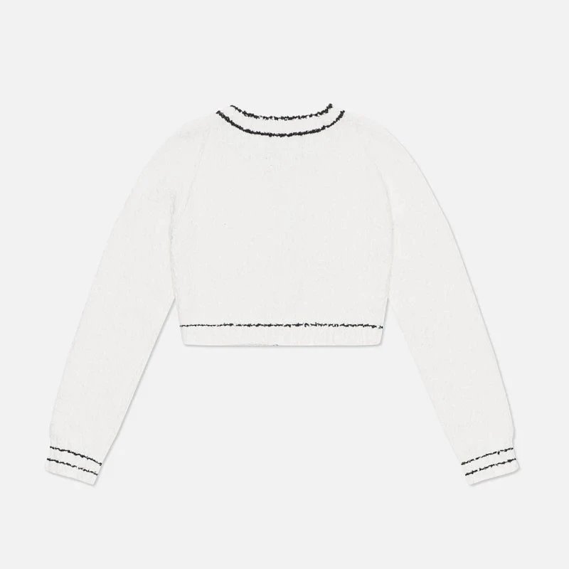 SMF SMFK Tweed-Trimmed Cropped Cardigan White Outerwear.cardigan - 11