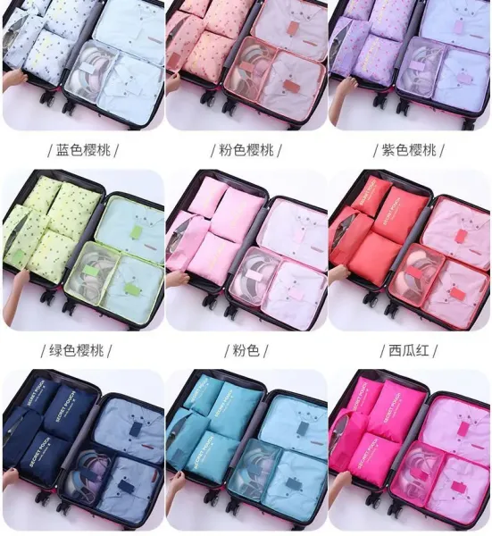Design Secret Pouch Travel Organizer Set Navy Blue Packing Cubes Travel Bags - 13