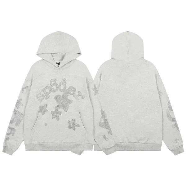Design Star Embroidered Hoodie Gray - 1