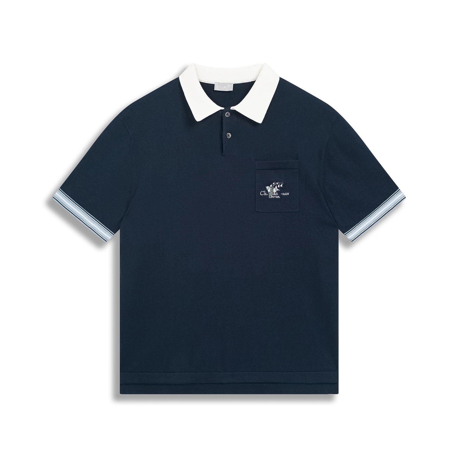 Dior Men's Embroidered Pocket Polo Navy Polo Shirt - 7