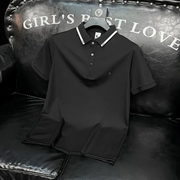Design Classic Contrast Collar Polo Black Tops.polo - 6