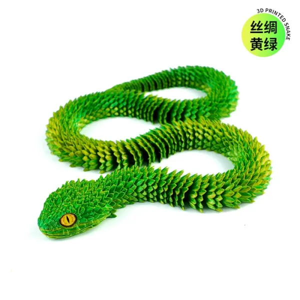 Design 3D Printed Snake Sculpture Silk Green Decorative Object Accessories - 1