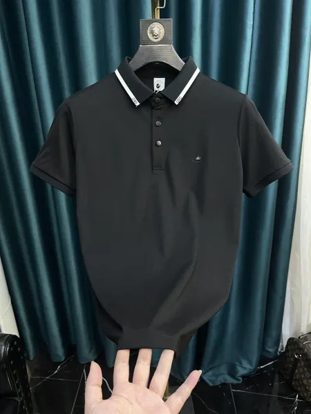Design Classic Contrast Collar Polo Black Tops.polo - 10