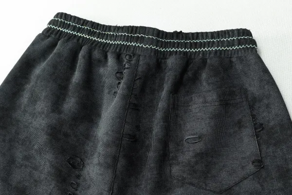 Chrome Hearts Distressed Corduroy Shorts Black - 18