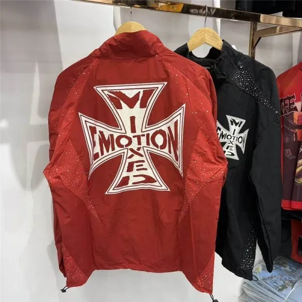 Design EMOTION A.B. Cross Logo Track Pants Red and Black Sweatpants - 4