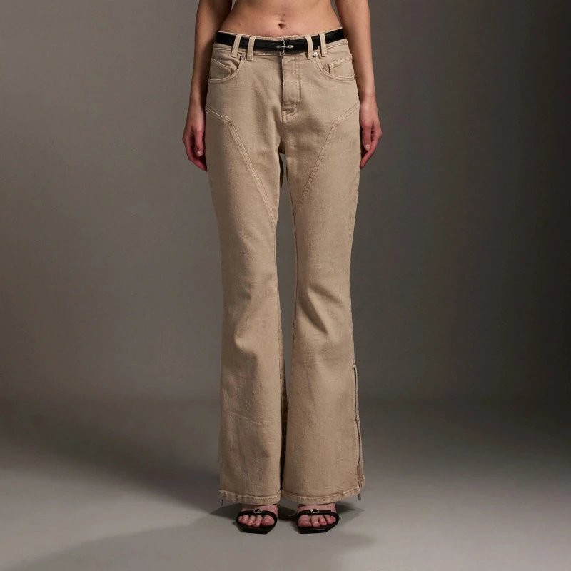 Design Flared Zip-Trim Jeans Light Gray - 10