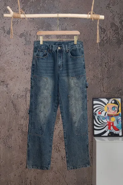 Louis Vuitton Monogram Patchwork Cargo Jeans Blue - 1