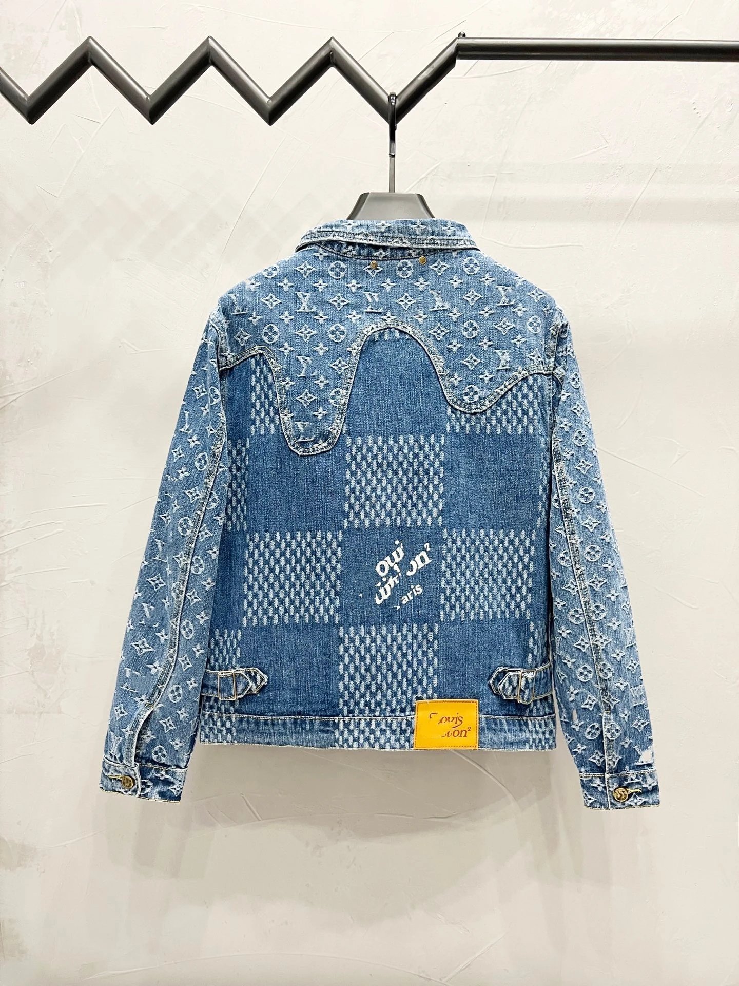 Design Patchwork Denim Jacket Light Blue Multicolor - 30