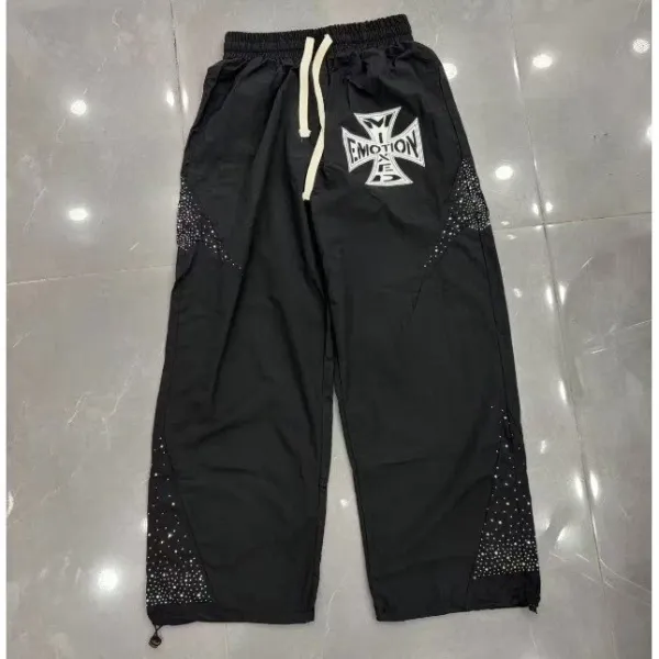 Design EMOTION A.B. Cross Logo Track Pants Red and Black Sweatpants - 18