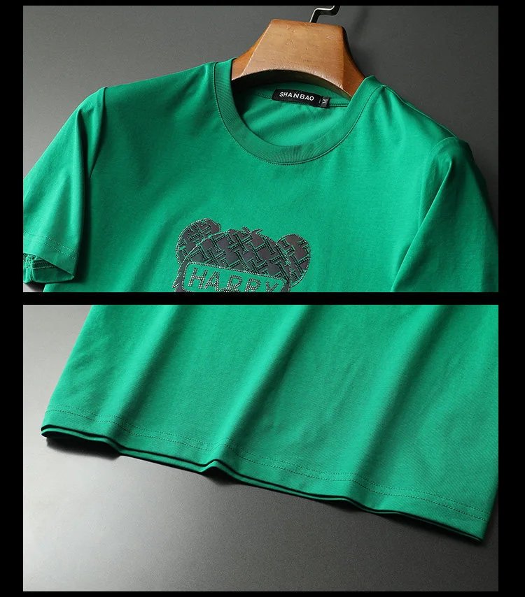 Design SHANBAO Bear Graphic Print Blue T-Shirt T-Shirts - 20