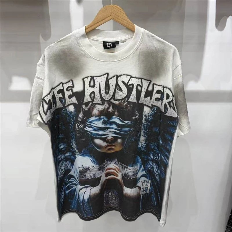 Hellstar Life Hustlers Angel Graphic T-Shirt Black - 4
