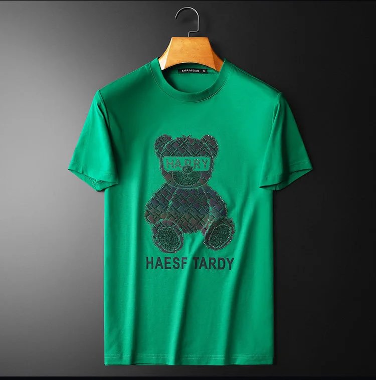 Design SHANBAO Bear Graphic Print Blue T-Shirt T-Shirts - 13