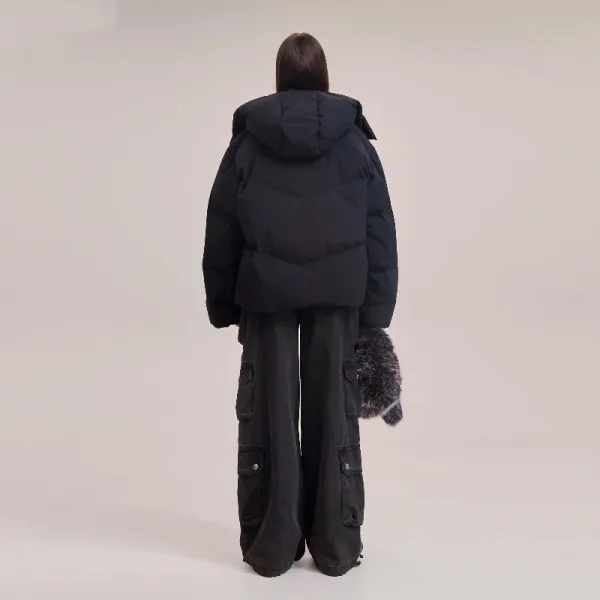 Design Puffer Jacket Navy Blue Down Jacket - 4