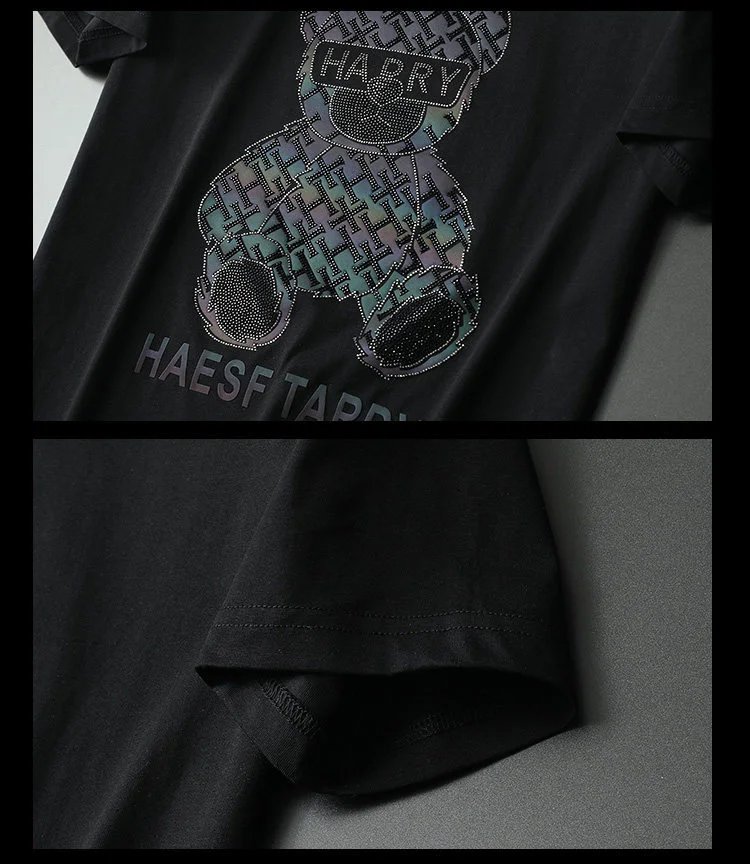 Design SHANBAO Bear Graphic Print Blue T-Shirt T-Shirts - 17