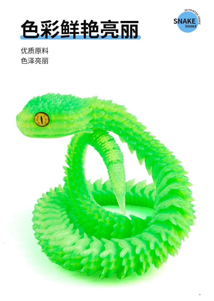 Design 3D Printed Snake Sculpture Red Blue Gradient Accessories - 10