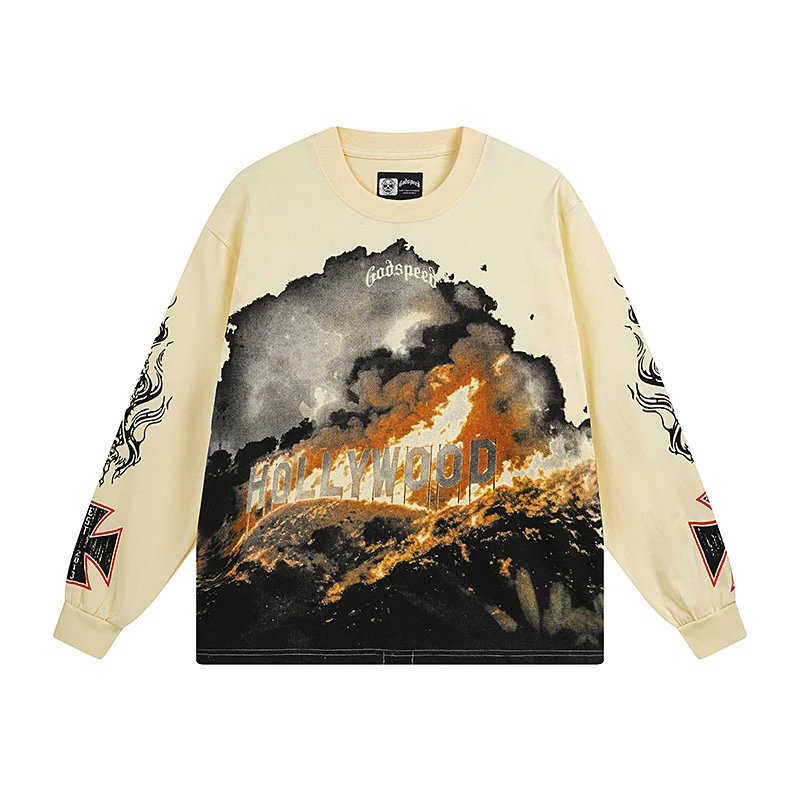 Godspeed Out Of Many One Long Sleeve Graphic Tee Beige T-Shirts - 24