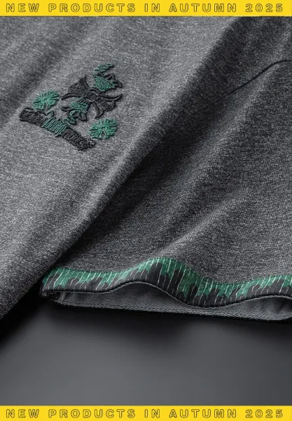 Chrome Hearts Embroidered Logo Gray T-Shirt with Green Trim - 9