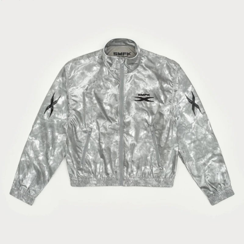 SMF SMFK X Logo Metallic Silver Windbreaker Jacket Outerwear