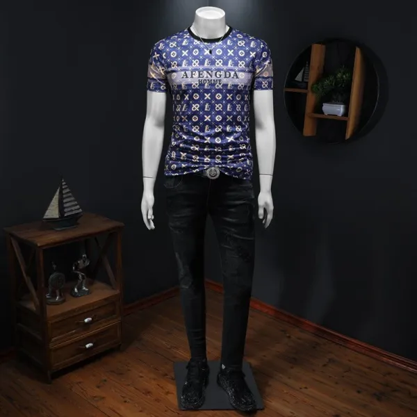 Design AFENGDA Homme Monogram Print Brown T-Shirt T-Shirts - 12