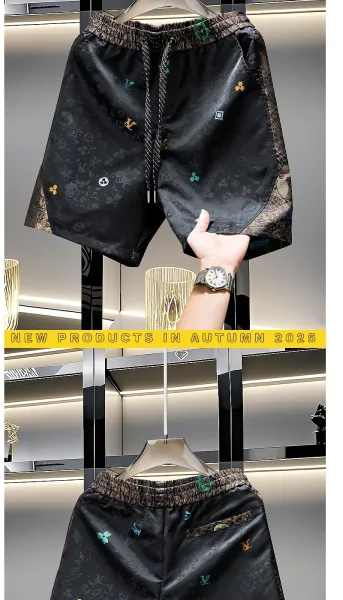 Louis Vuitton Monogram Print Silk Shorts Black - 5