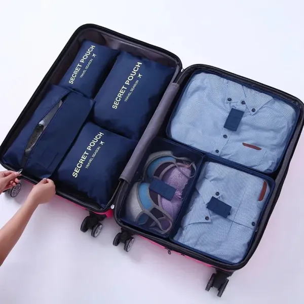 Design Secret Pouch Travel Organizer Set Navy Blue Packing Cubes Travel Bags - 1
