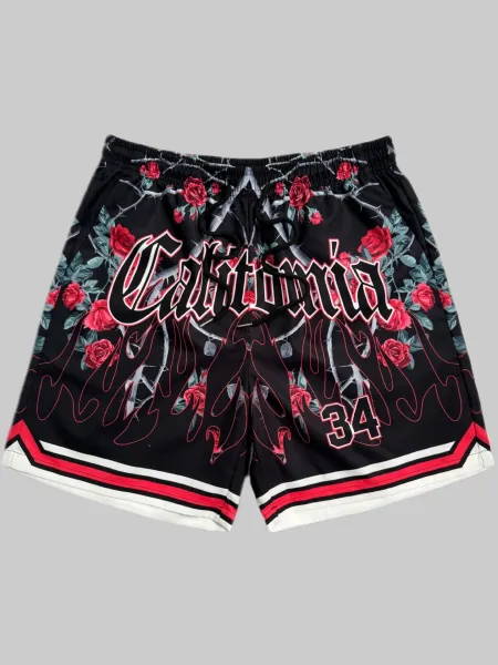 Design Puzzle Print Drawstring Shorts Black - 20